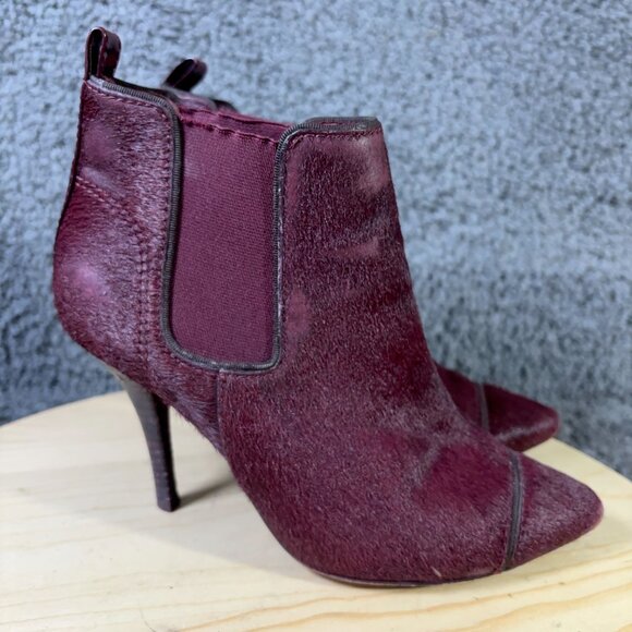 Tory Burch Fur Chelsea Boots Women Size 6.5 Leather Real Calf Hair Stiletto Heel - Picture 3 of 11